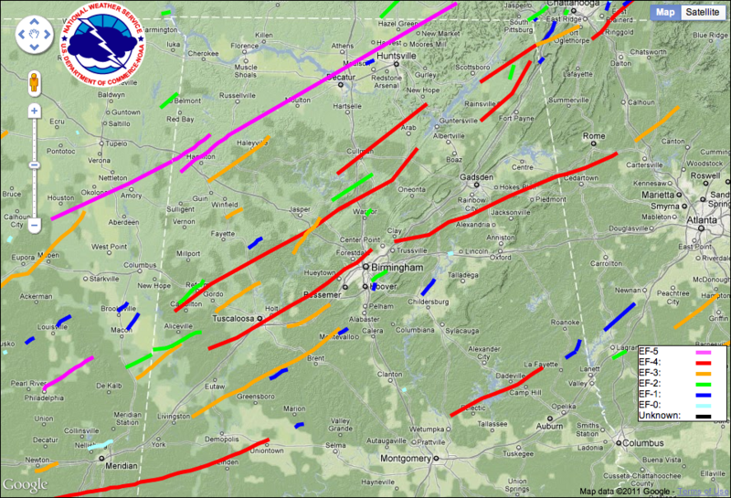 27 April 2011 Central Alabama Tornado Tracks